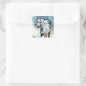 Aquarel van een speelse Appaloosa Merrie Vierkante Sticker (Tas)