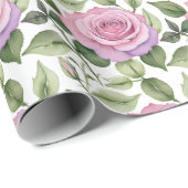 Aquarel van roze en lavendelrozen cadeaupapier (Rol Hoek)