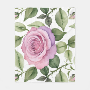 Aquarel van roze en lavendelrozen fleece deken