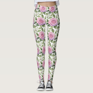 Aquarel van roze en lavendelrozen leggings