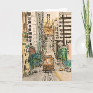 Aquarel van San Francisco op wenskaart Kaart