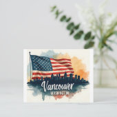 Aquarel Vancouver Washington State skyline Briefkaart (Staand voorkant)