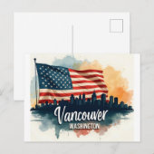 Aquarel Vancouver Washington State skyline Briefkaart (Voorkant / Achterkant)