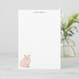 Aquarel Varken Cute Dier Personalized Briefpapier Notitiekaartje