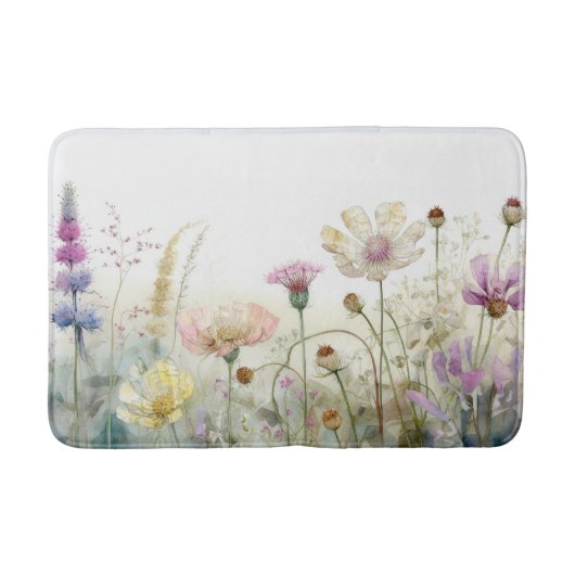 Aquarel veld van wilde bloemen badmat (Voorkant)