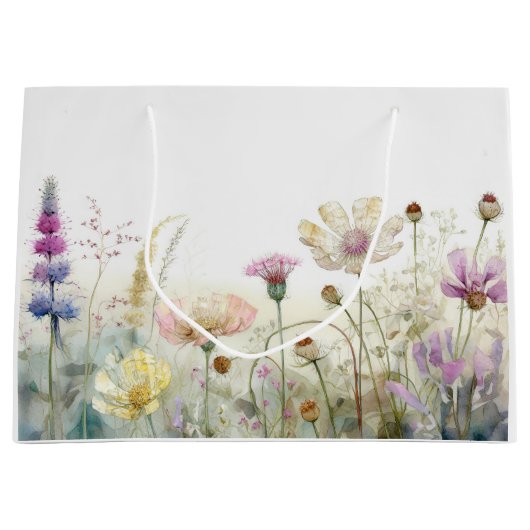 Aquarel veld van wilde bloemen groot cadeauzakje (Voorkant)