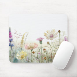 Aquarel veld van wilde bloemen muismat