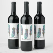 Aquarel Veren Persoonlijk Wijnfles Etiket (Flessen)