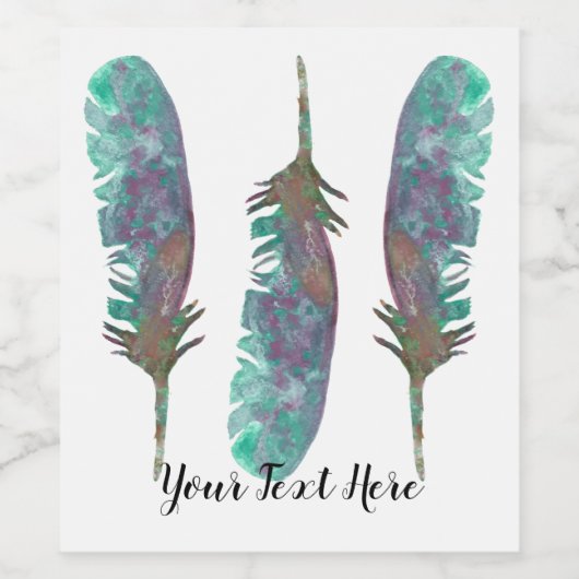 Aquarel Veren Persoonlijk Wijnfles Etiket (Enkel label)