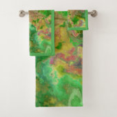 Aquarel verf spatten groen geel turquoise bad handdoek (Insitu)