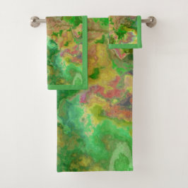 Aquarel verf spatten groen geel turquoise bad handdoek