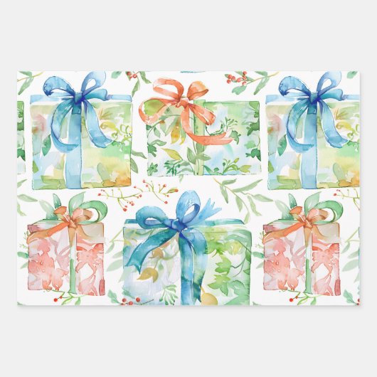 Aquarel Verjaardag Cadeaus Inpakpapier Vel (Voorkant)