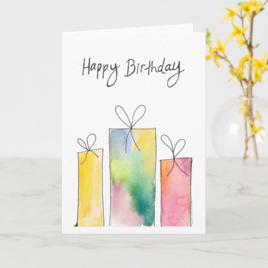 Aquarel Verjaardag Cadeaus Kaart (Gele Bloem)