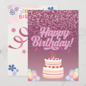 Aquarel Verjaardags Uitnodigingskaart Kaart (Voorkant / Achterkant)