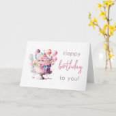 Aquarel verjaardagstaart Kaart (Gele Bloem)