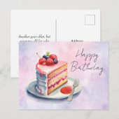 Aquarel Verjaardagstaart Verjaardagskaart Briefkaart (Voorkant / Achterkant)