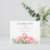 Aquarel viering van het leven Roze tulpen Briefkaart (Staand voorkant)