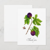 Aquarel Vijg botanische platte bedankkaart (Voorkant / Achterkant)