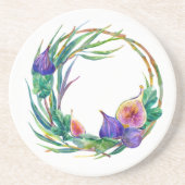 Aquarel vijgen weath design zandsteen onderzetter (Voorkant)