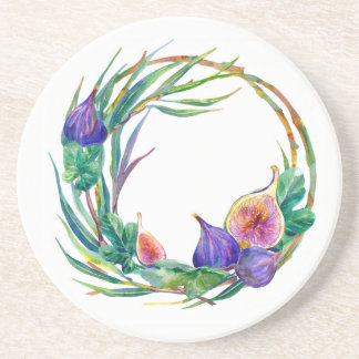 Aquarel vijgen weath design zandsteen onderzetter