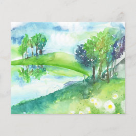 Aquarel vijver landschap scrapbook achtergrond