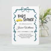 Aquarel Vintage Auto Baby Shower Uitnodiging (Staand voorkant)