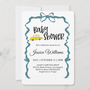 Aquarel Vintage Auto Baby Shower Uitnodiging