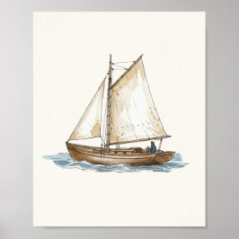 Aquarel Vintage Boot Nautilus Poster