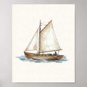 Aquarel Vintage Boot Nautilus Poster