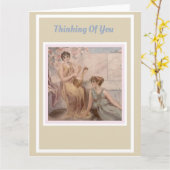 Aquarel Vintage Dames - Denkend Aan Jou Kaart (Gele Bloem)