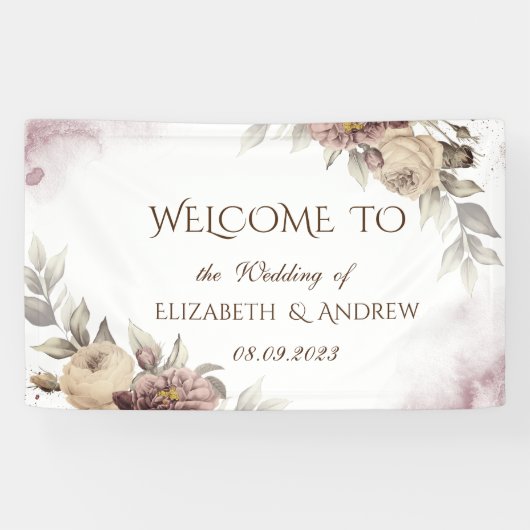 Aquarel Vintage Rozen Spandoek (Horizontaal)
