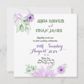 Aquarel Violet Bloemig Bewaar de Datum – Elegant Save The Date (Voorkant)