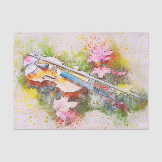 Aquarel Vioolmuziek Decoupage Tissuepapier (Voorkant)