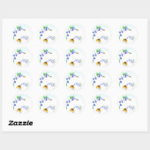 Aquarel Virginia Bluebells Met Vlinder Ronde Sticker (Vel)