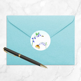 Aquarel Virginia Bluebells Met Vlinder Ronde Sticker