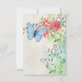 Aquarel vlinder en rode roos Flat Card (Achterkant)