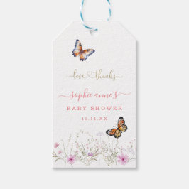 Aquarel Vlinder Wildflower Baby shower Cadeaulabel