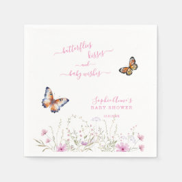 Aquarel Vlinder Wildflower Baby shower Servet