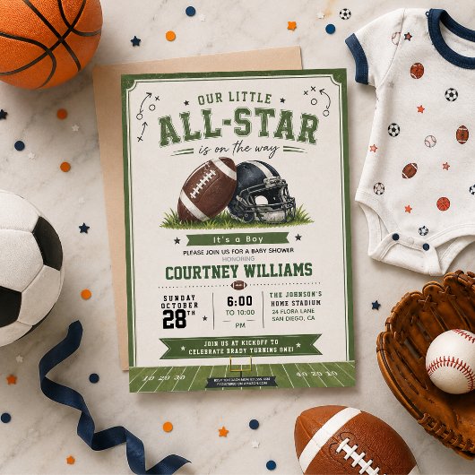 aquarel voetbal baby shower uitnodiging