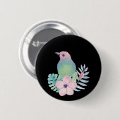 Aquarel Vogel en Bloemen Ronde Button 5,7 Cm (Voorkant /achterkant)