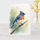 Aquarel Vogel Kunstkaart Kaart (Gele Bloem)