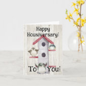 Aquarel Vogelhuisje Gelukkig huisjubileum Kaart (Gele Bloem)