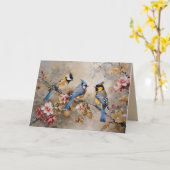 Aquarel Vogels en Bloemstuk Aanpasbare Kaart (Gele Bloem)