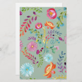 Aquarel Volk Bloemen - Aanpasbaar Briefpapier (Voorkant / Achterkant)