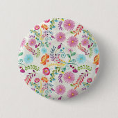 Aquarel Volk Bloemen - Aanpasbaar Ronde Button 5,7 Cm (Voorkant)