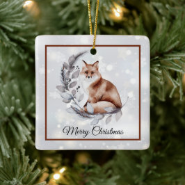Aquarel vos en sneeuw vakantie keramische ornament