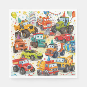 Aquarel Vrachtwagens Papieren Servetten Bouw Auto'