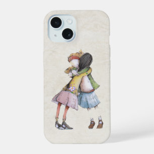 Aquarel vrienden knuffelen iPhone 15 case