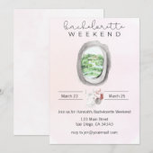 Aquarel vrijgezellen-vliegtuig-raam uitnodiging (Voorkant / Achterkant)