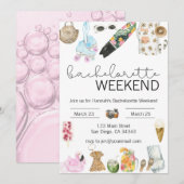 Aquarel vrijgezellenweekend uitnodiging (Voorkant / Achterkant)